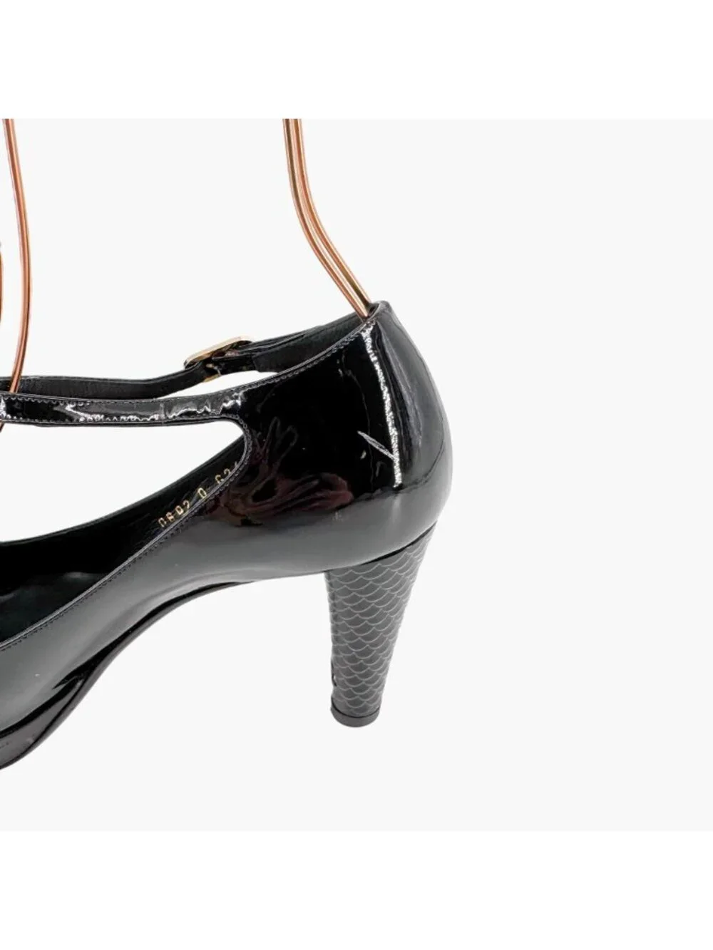 Chanel Platform Pumps Size 38 US 7-7.5 Black Patent Cap Toe Mary Jane Mid Heel - Picture 11 of 15